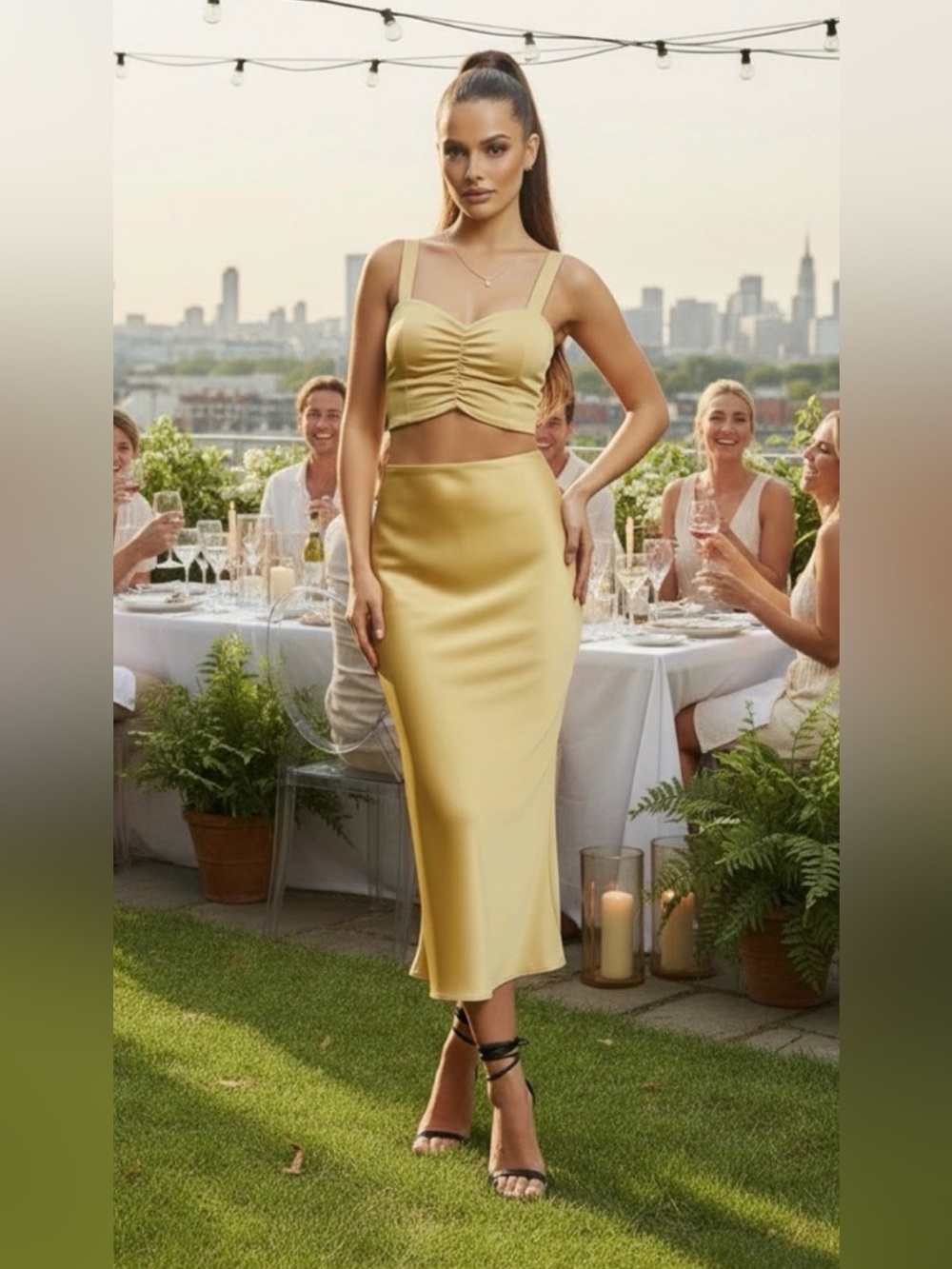 4SI3NNA Two Piece Top and Skirt Set